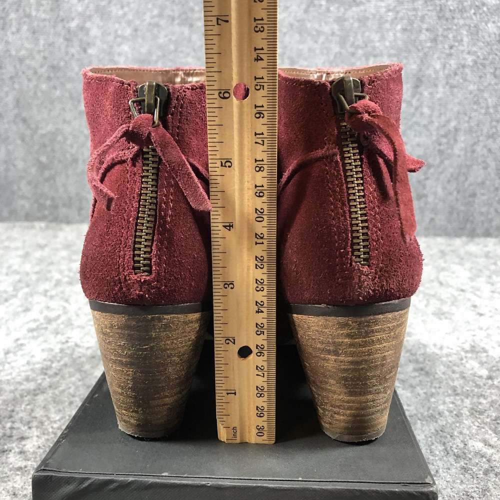 Steve Madden Milaan Ankle Booties Womens 7.5 M Burgundy Suede Block Heel‎ Boots - Picture 7 of 16
